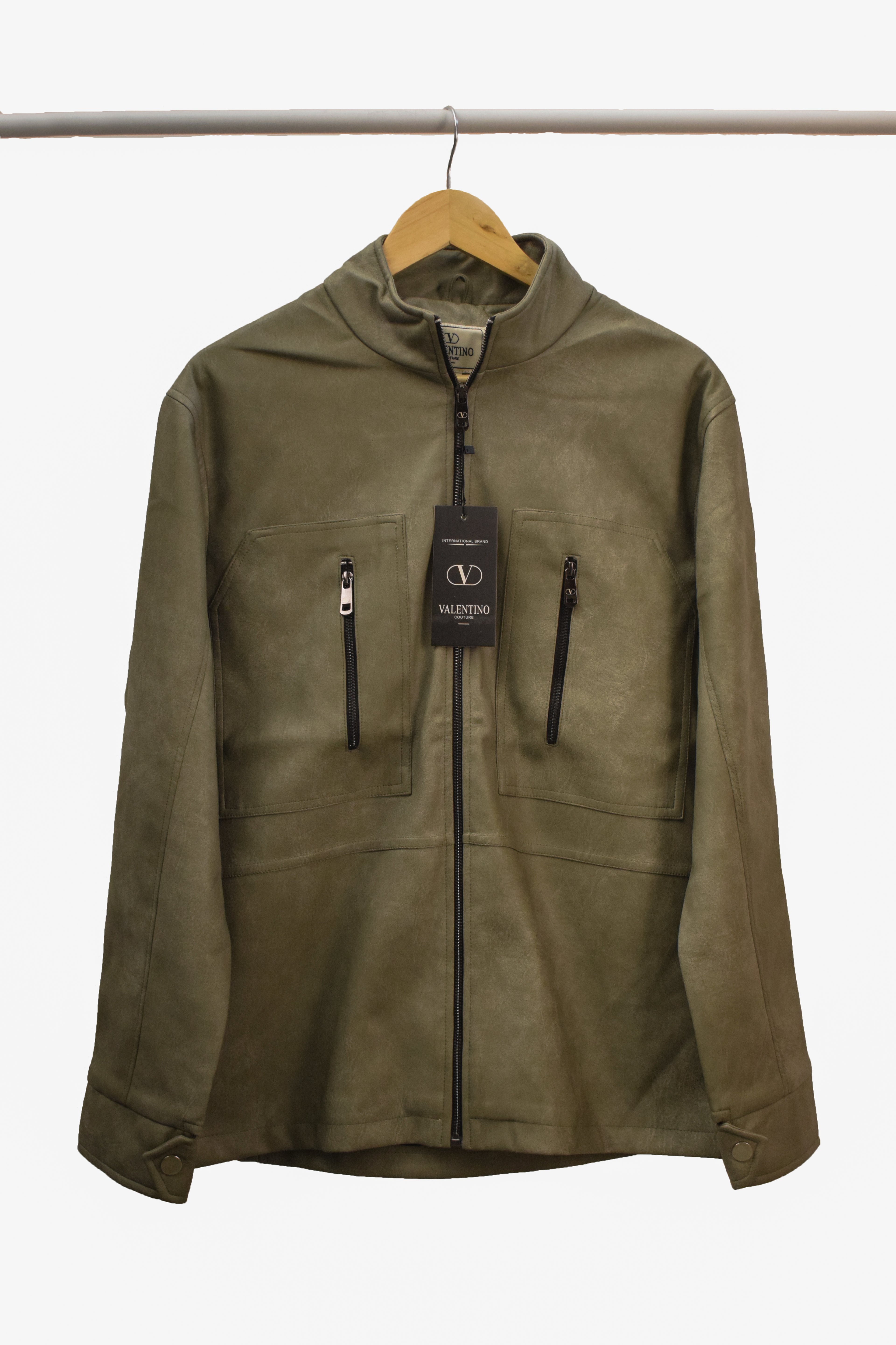 Men's Zip-Pocket Slim-Fit Utility Suede Look Jacket