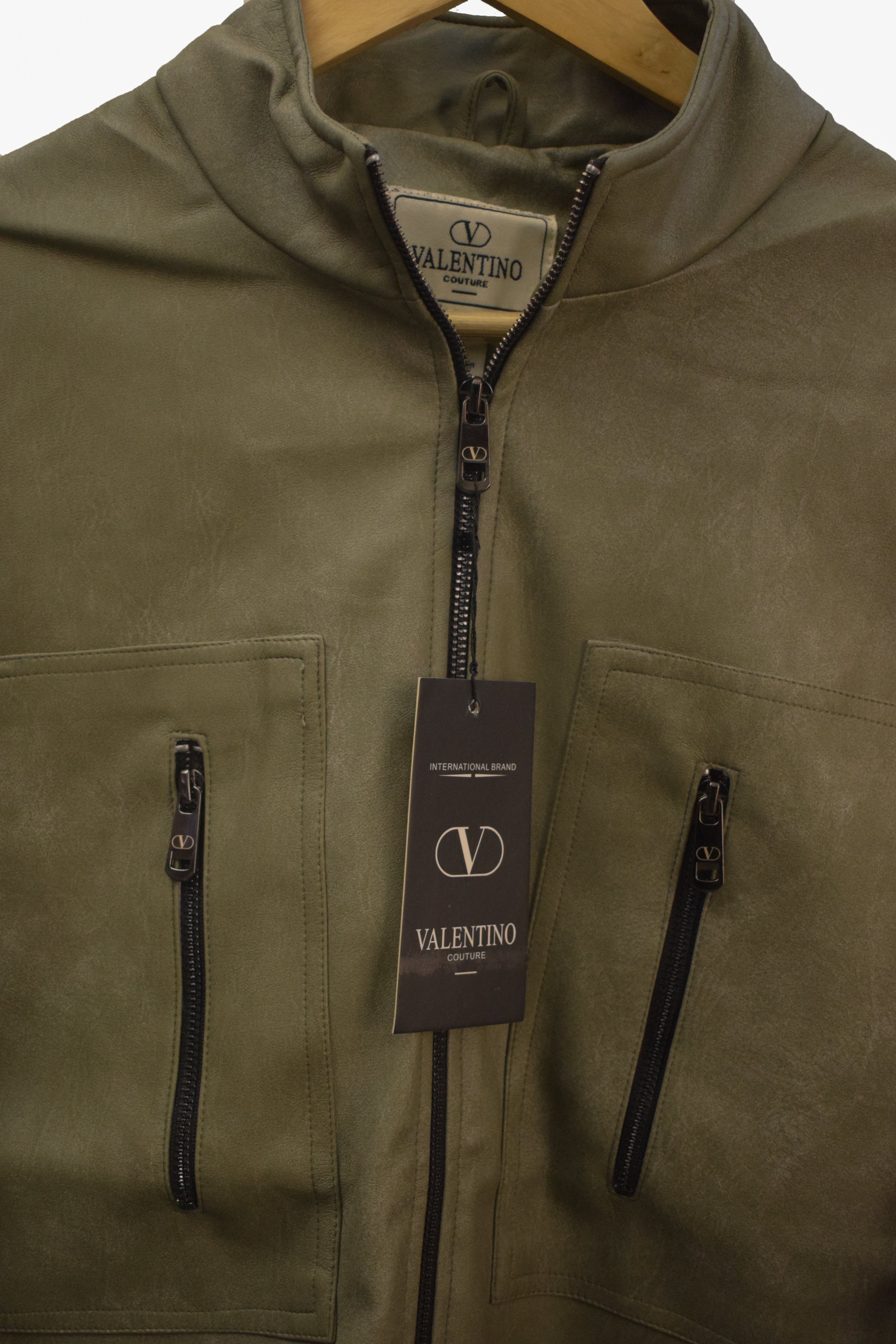 Men's Zip-Pocket Slim-Fit Utility Suede Look Jacket