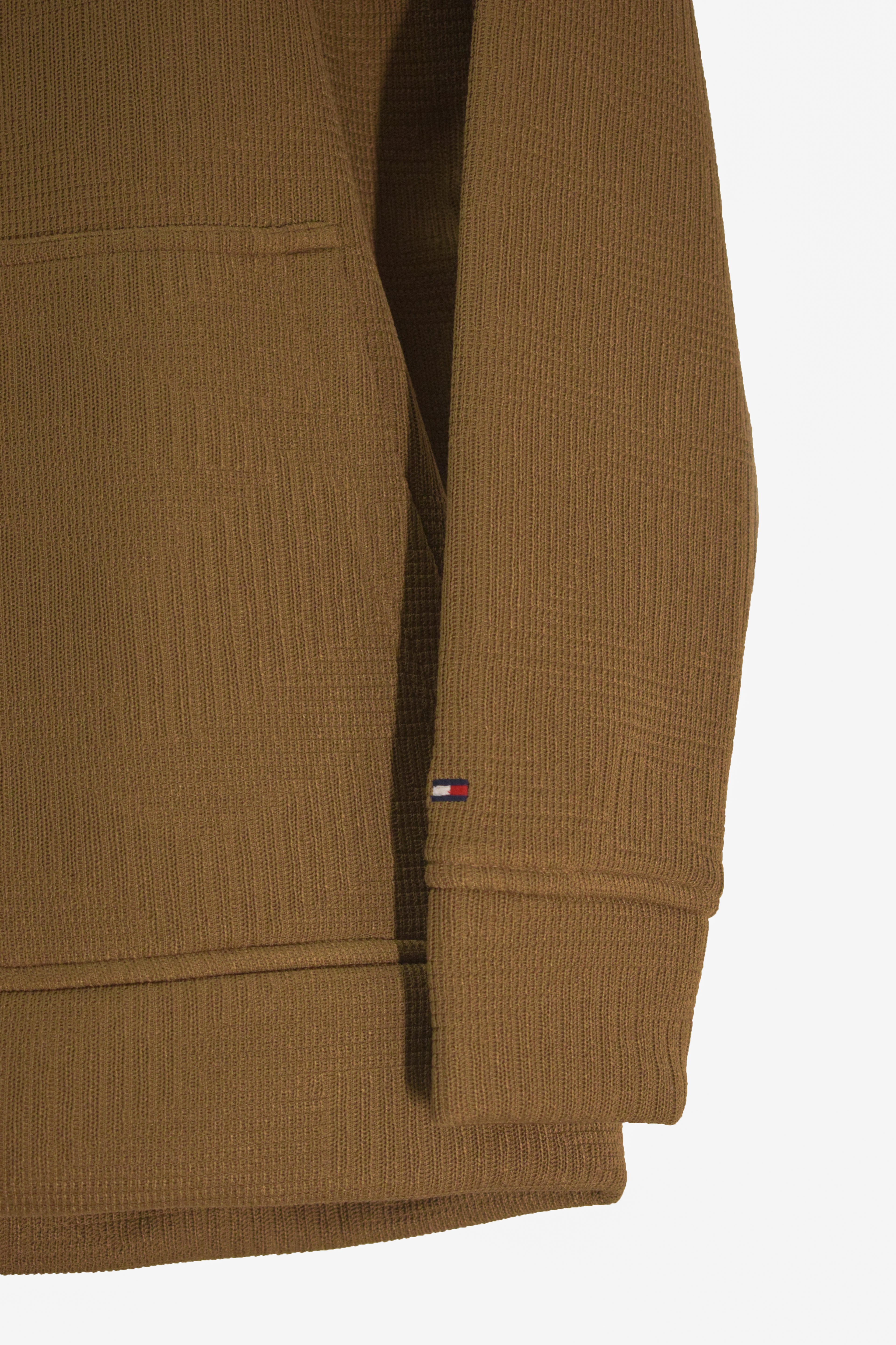 Men's Textured Waffle-Knit Pull-Over Hoodie with Embroidered Logo