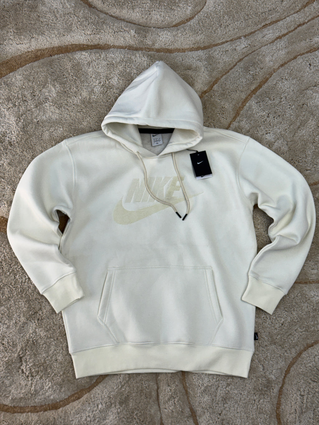 Men's Premium White Pullover Hoodie with Raised Logo