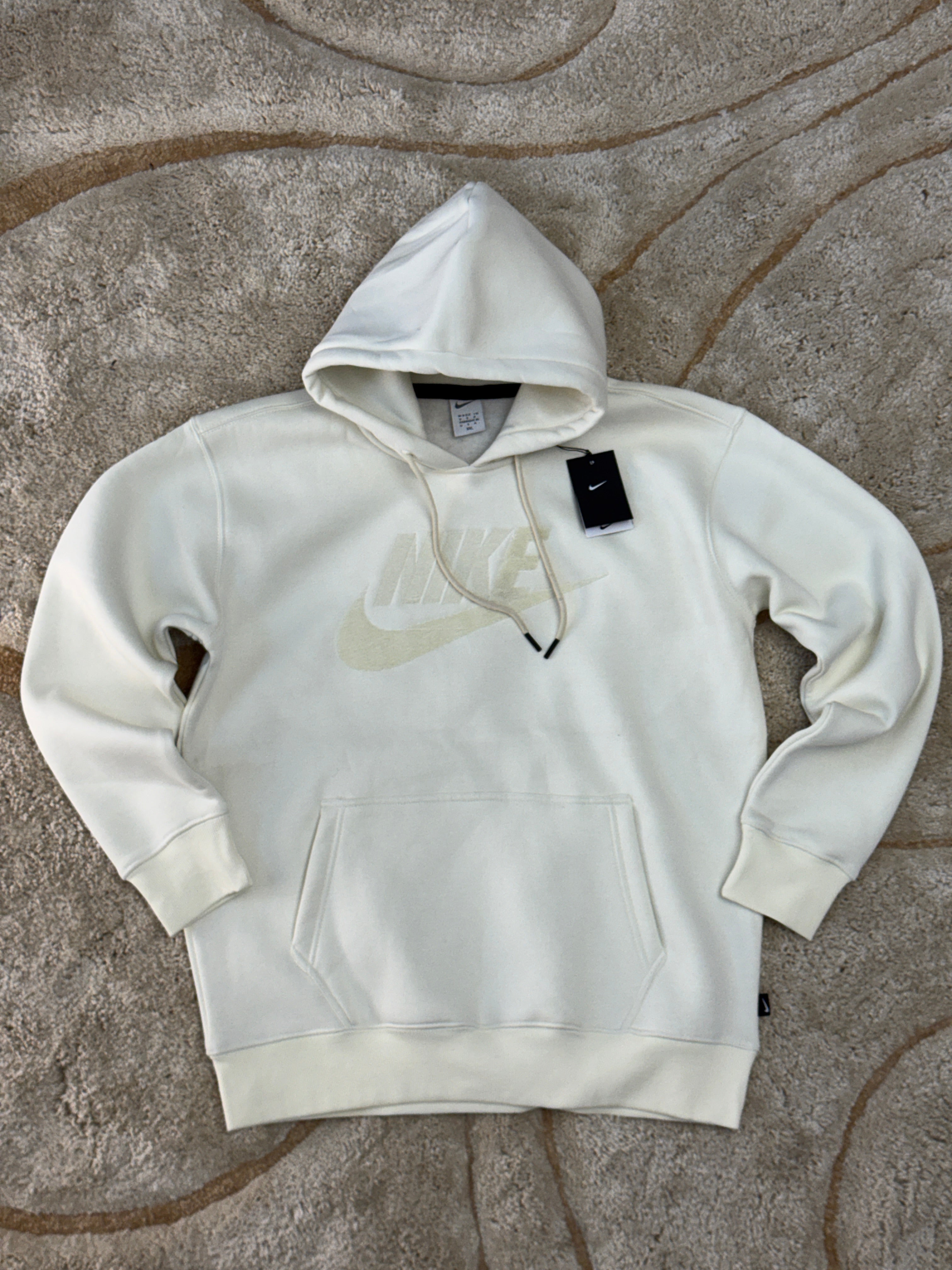 Men's Premium White Pullover Hoodie with Raised Logo