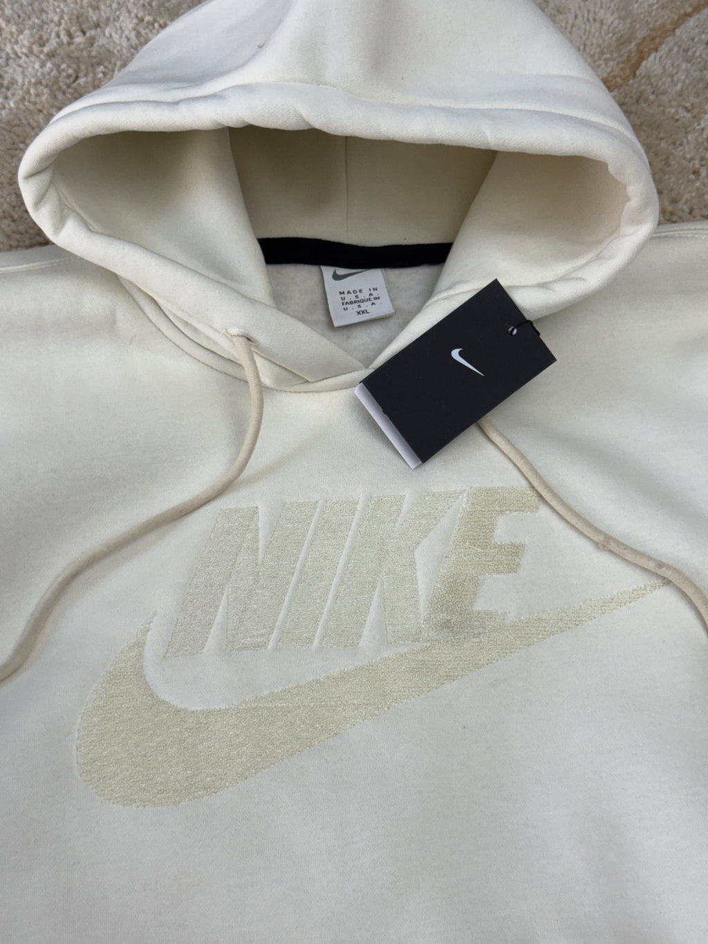 Men's Premium White Pullover Hoodie with Raised Logo