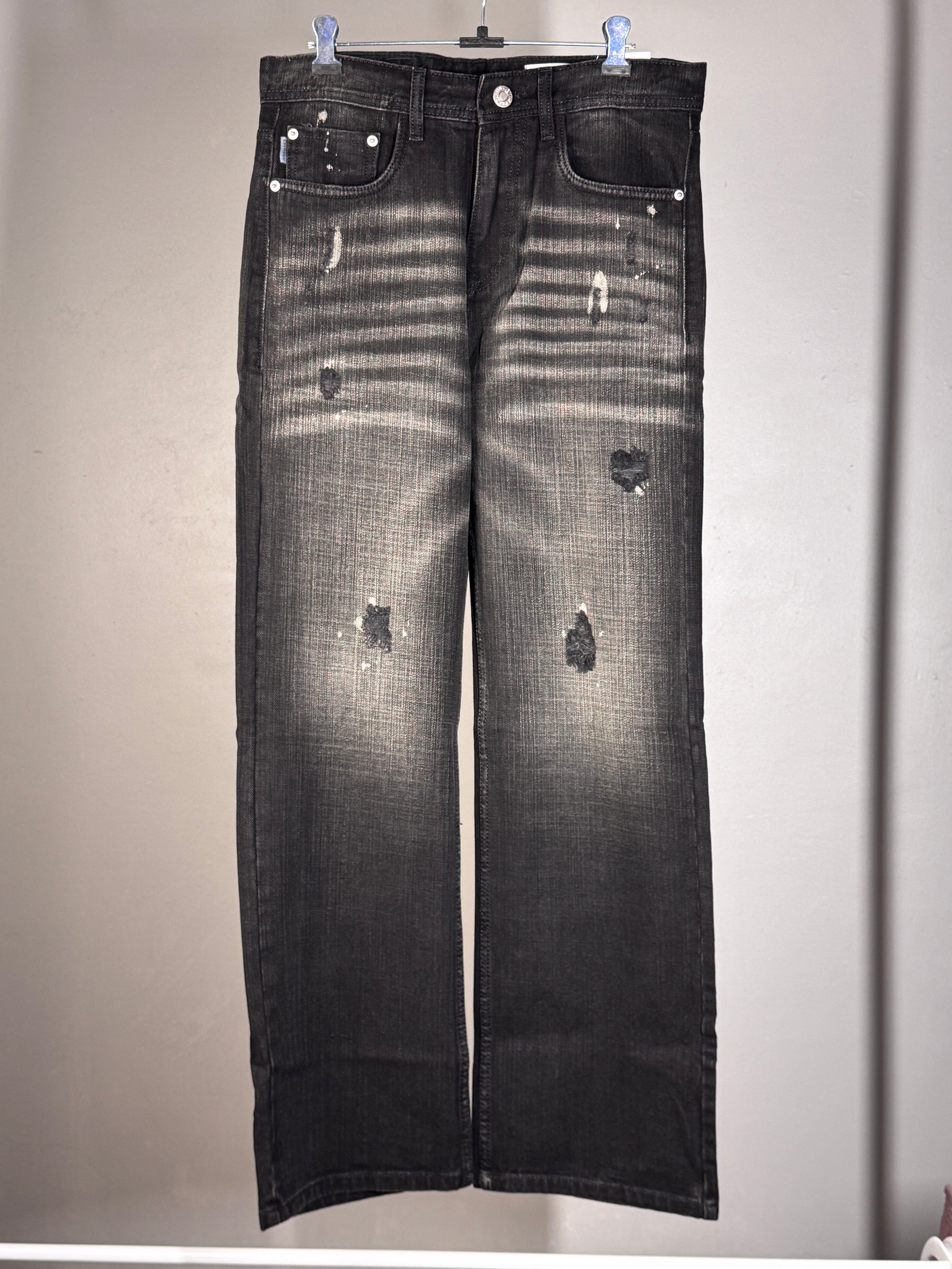 Men’s Classic Straight-Fit Black Faded Jeans